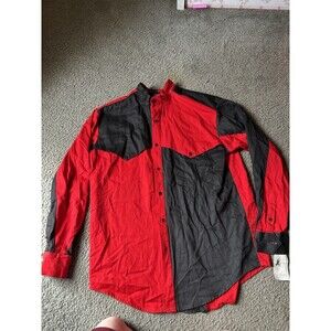 NWT Cowbody Threads Color Block Red & Black Button Down Shirt Sz LARGE